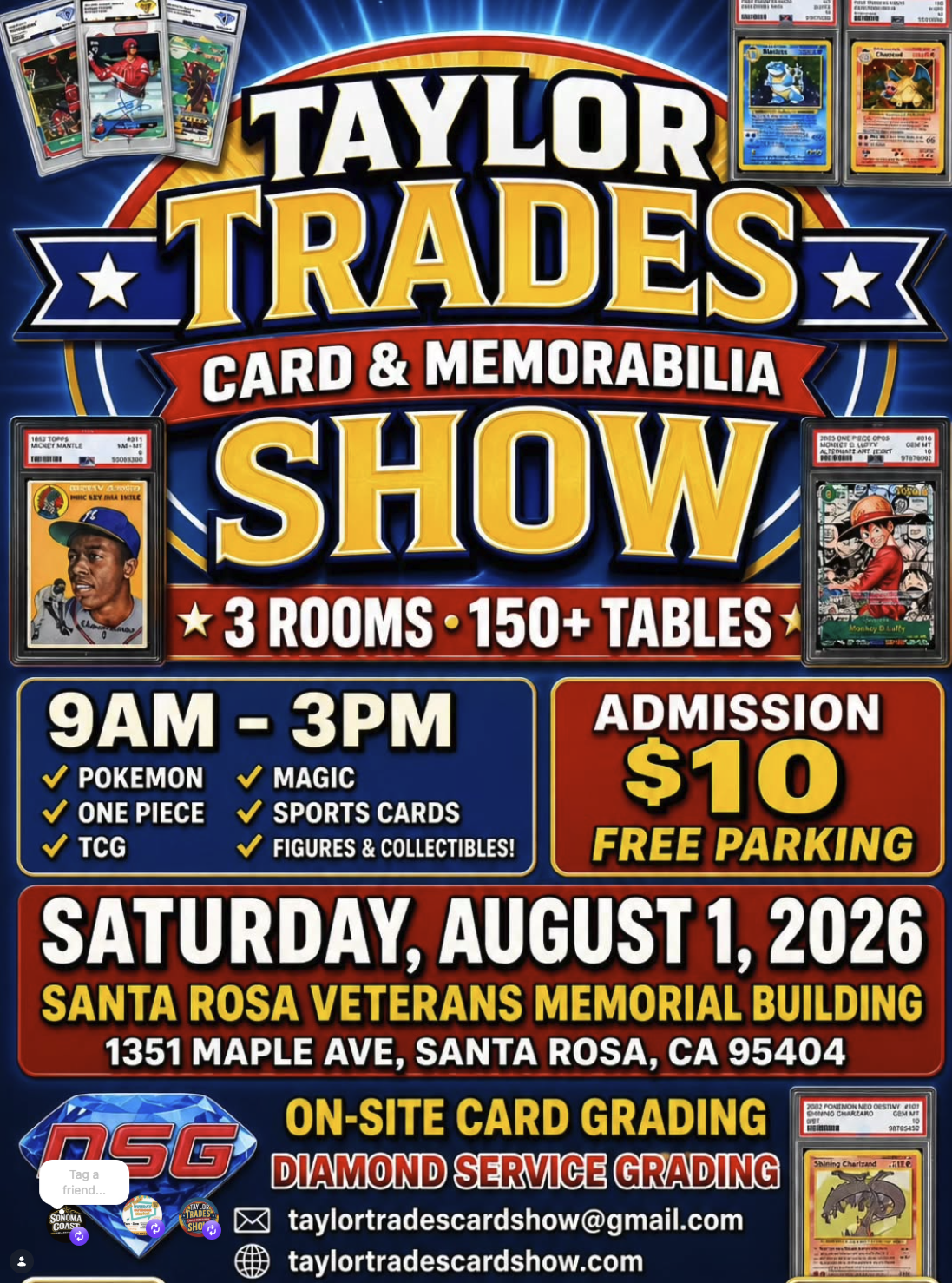 Taylor Trades Summer Card Show flier